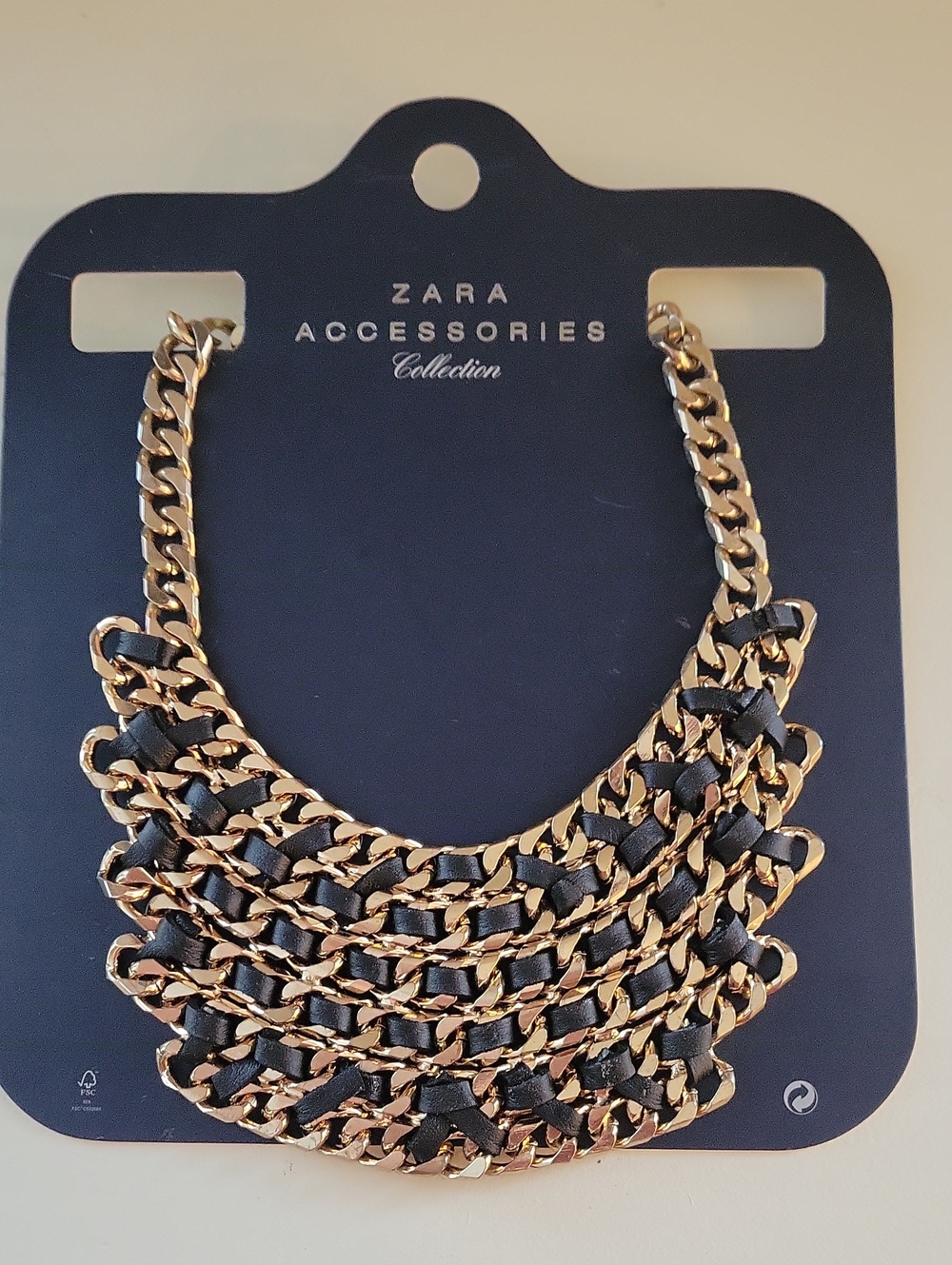 ZARA Gold and Black Layered Chain Necklace
